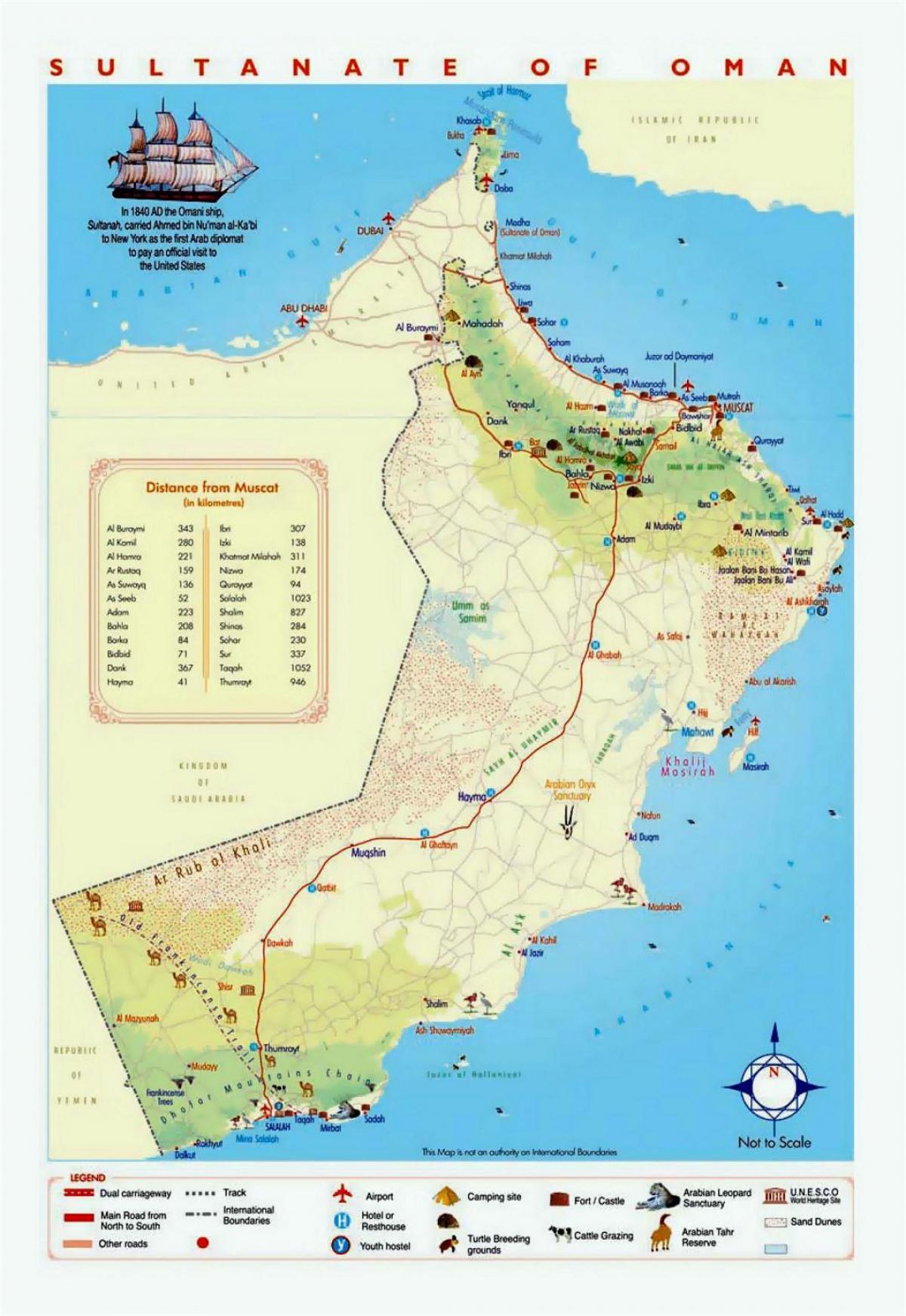 Оман туристичке локације на мапи